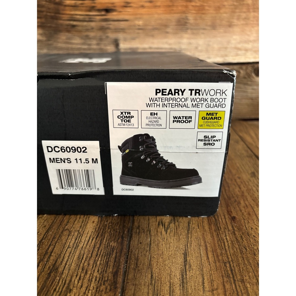 DC Peary TRWork Mens 11.5 M Waterproof Composite Toe Met Guard Work Boots Black - Picture 2 of 7